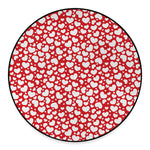 White And Red Heart Pattern Print Round Floor Mat