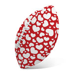 White And Red Heart Pattern Print Rugby Ball