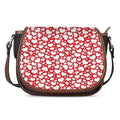 White And Red Heart Pattern Print Saddle Bag