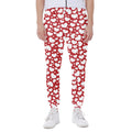 White And Red Heart Pattern Print Joggers