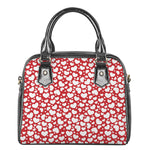 White And Red Heart Pattern Print Shoulder Handbag