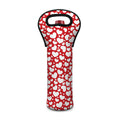 White And Red Heart Pattern Print Single Neoprene Wine Tote