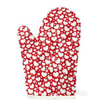 White And Red Heart Pattern Print Single Oven Mitt