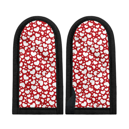 White And Red Heart Pattern Print Skillet Handle Cover