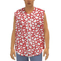 White And Red Heart Pattern Print Sleeveless Baseball Jersey