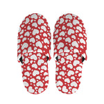 White And Red Heart Pattern Print Slippers