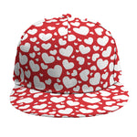 White And Red Heart Pattern Print Snapback Cap
