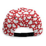 White And Red Heart Pattern Print Snapback Cap