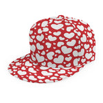 White And Red Heart Pattern Print Snapback Cap