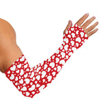 White And Red Heart Pattern Print Sun Protection Arm Sleeves