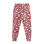 White And Red Heart Pattern Print Sweatpants