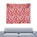 White And Red Heart Pattern Print Tapestry