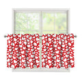 White And Red Heart Pattern Print Tier Curtains