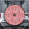 White And Red Heart Pattern Print Tire Cover With Camera Hole