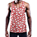 White And Red Heart Pattern Print Men's Workout Tank Top
