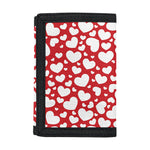 White And Red Heart Pattern Print Trifold Wallet