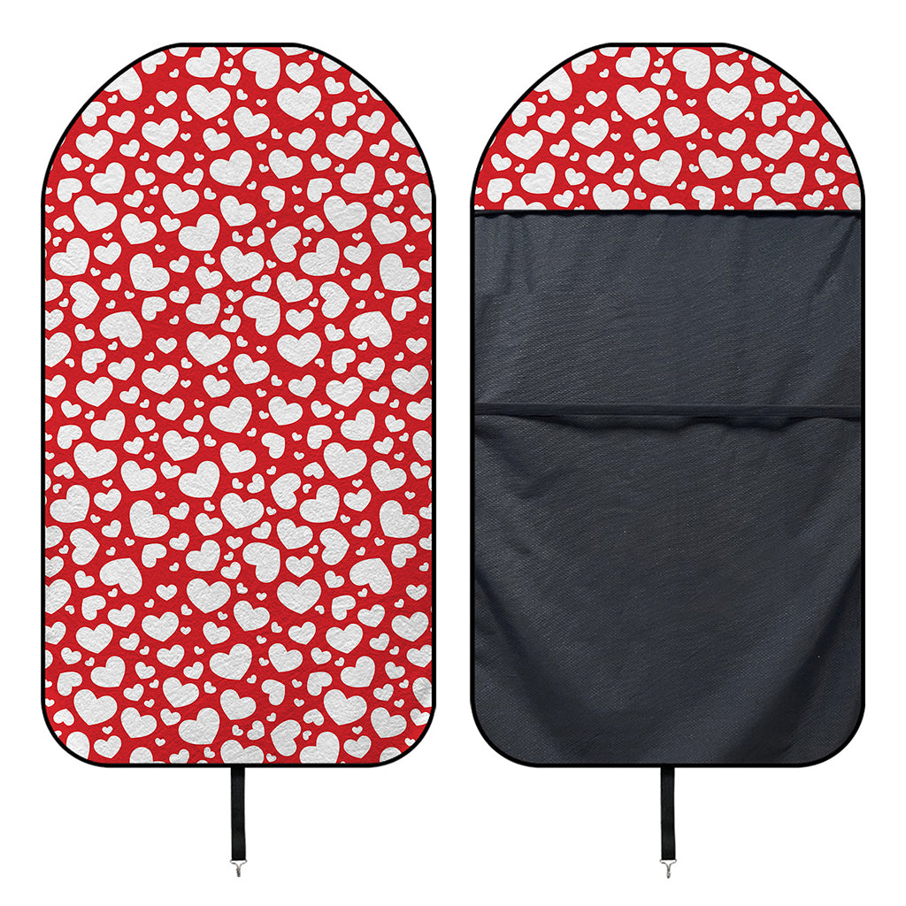 White And Red Heart Pattern Print Waterproof Car Seat Cover