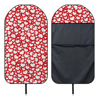 White And Red Heart Pattern Print Waterproof Car Seat Cover