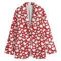 White And Red Heart Pattern Print Women's Blazer