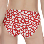 White And Red Heart Pattern Print Women's Panties