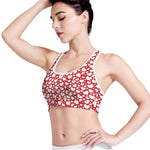 White And Red Heart Pattern Print Women's Sports Bra