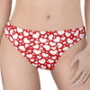 White And Red Heart Pattern Print Women's Thong