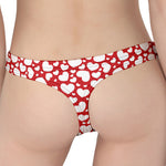 White And Red Heart Pattern Print Women's Thong