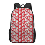 White And Red Spartan Pattern Print 17 Inch Backpack