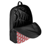 White And Red Spartan Pattern Print 17 Inch Backpack