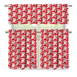 White And Red Spartan Pattern Print 3 Piece Kitchen Curtains