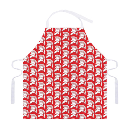 White And Red Spartan Pattern Print Adjustable Apron