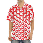 White And Red Spartan Pattern Print Aloha Shirt
