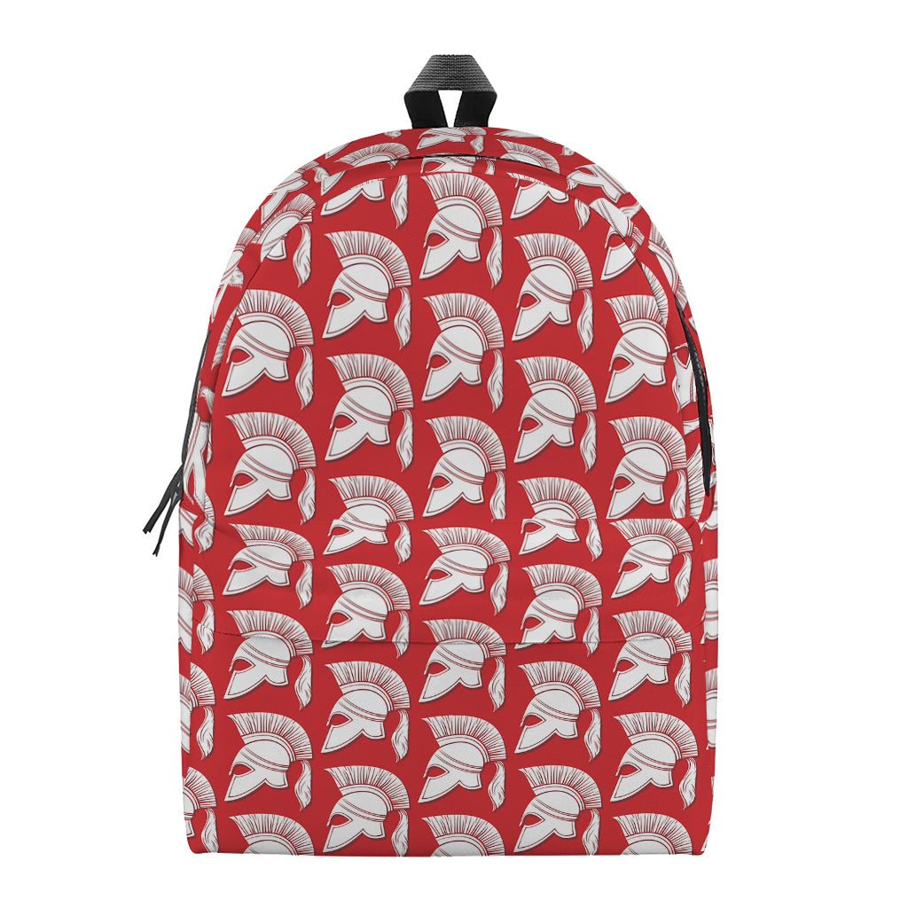 White And Red Spartan Pattern Print Backpack
