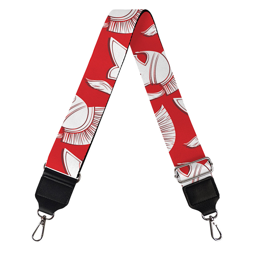 White And Red Spartan Pattern Print Bag Strap