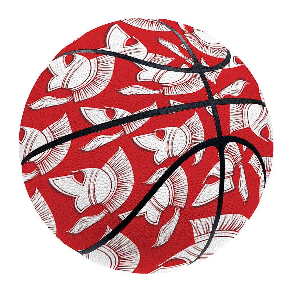 White And Red Spartan Pattern Print Basketball