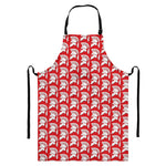 White And Red Spartan Pattern Print Bib Apron With Pocket