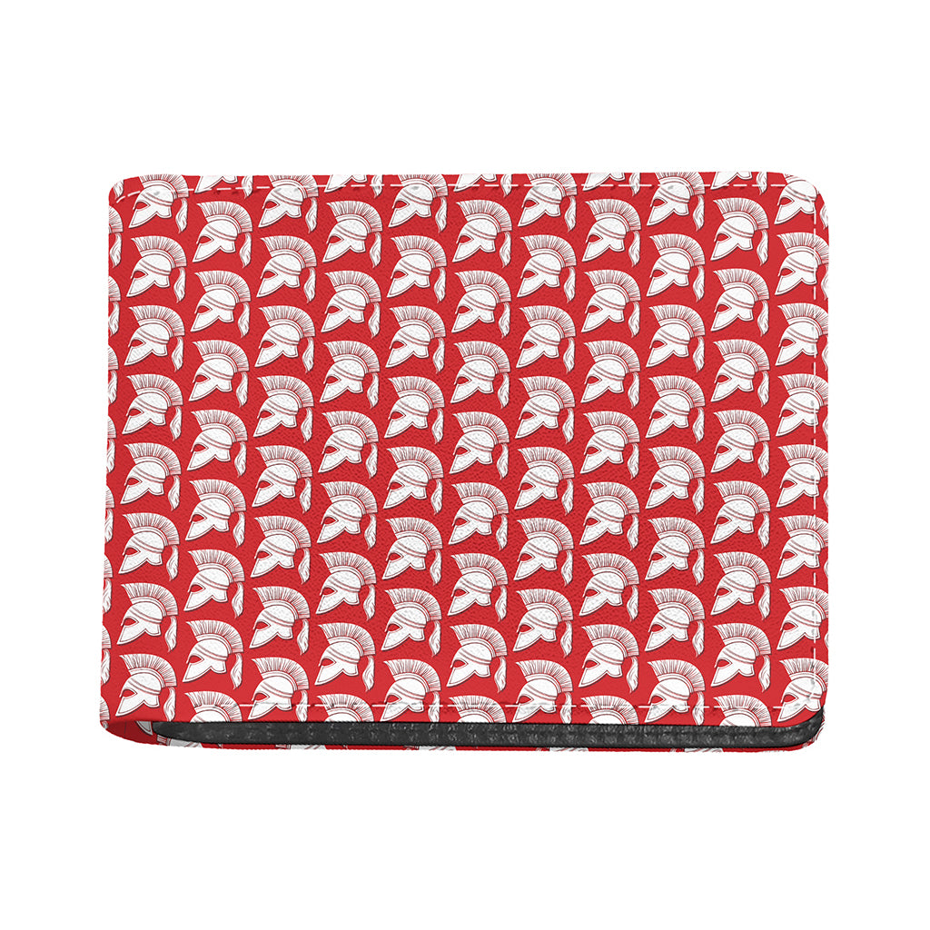 White And Red Spartan Pattern Print Bifold Wallet