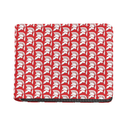 White And Red Spartan Pattern Print Bifold Wallet