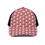 White And Red Spartan Pattern Print Black Mesh Trucker Cap