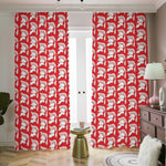 White And Red Spartan Pattern Print Blackout Pencil Pleat Curtains