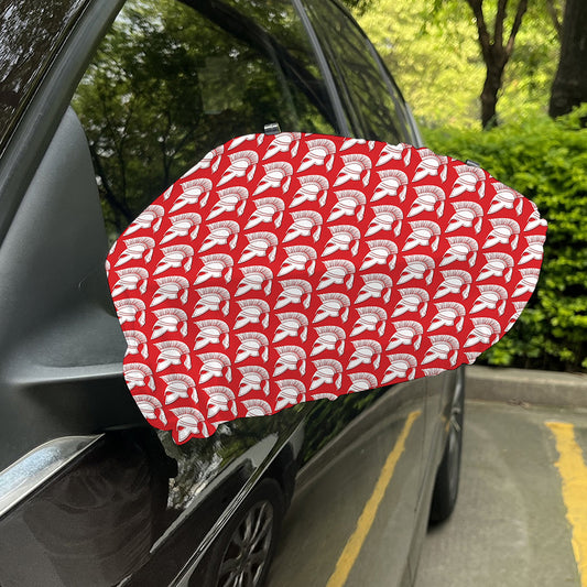 White And Red Spartan Pattern Print Car Side Mirror Covers