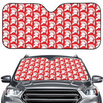 White And Red Spartan Pattern Print Car Windshield Sun Shade