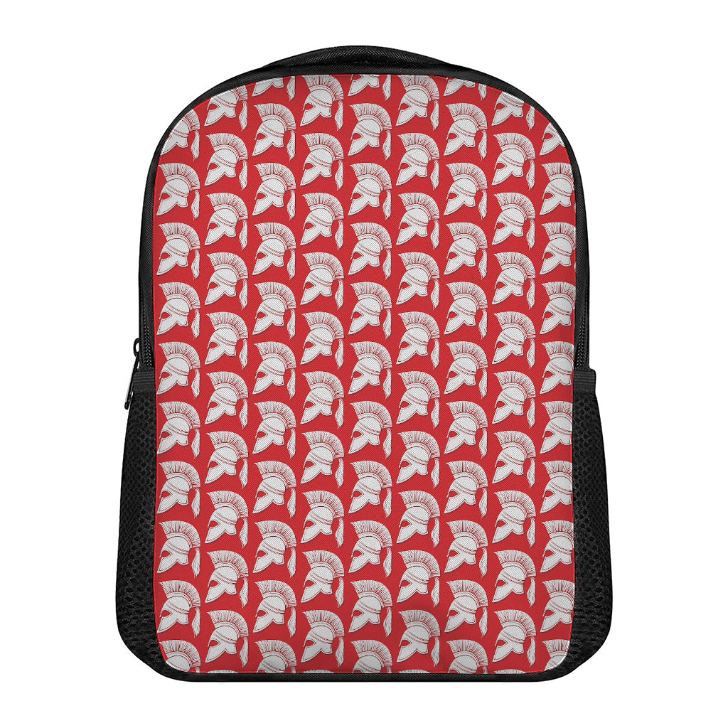 White And Red Spartan Pattern Print Casual Backpack