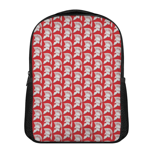 White And Red Spartan Pattern Print Casual Backpack