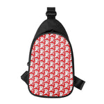 White And Red Spartan Pattern Print Chest Bag