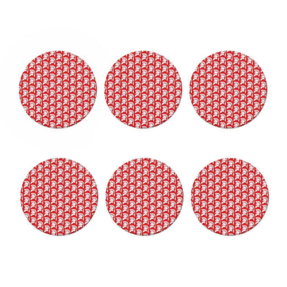 White And Red Spartan Pattern Print Coaster Set