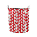 White And Red Spartan Pattern Print Collapsible Laundry Basket