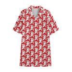 White And Red Spartan Pattern Print Cotton Hawaiian Shirt
