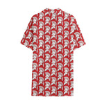 White And Red Spartan Pattern Print Cotton Hawaiian Shirt
