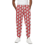 White And Red Spartan Pattern Print Cotton Pants